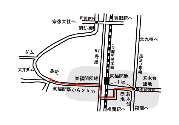 宗像市大井1439-7吉田家の庭　地図